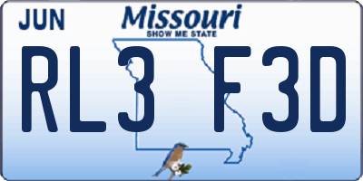MO license plate RL3F3D
