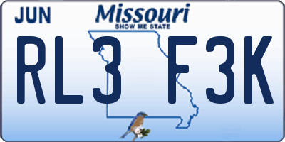 MO license plate RL3F3K