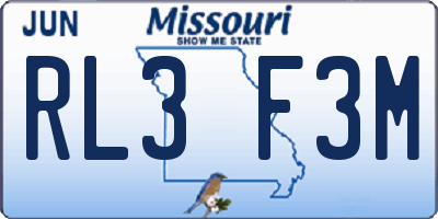 MO license plate RL3F3M