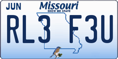 MO license plate RL3F3U
