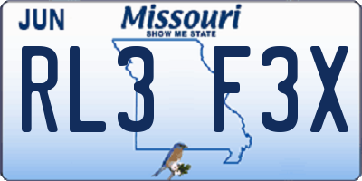 MO license plate RL3F3X