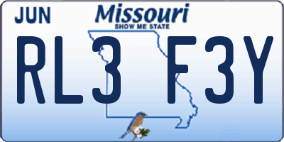 MO license plate RL3F3Y