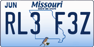 MO license plate RL3F3Z