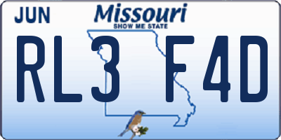 MO license plate RL3F4D