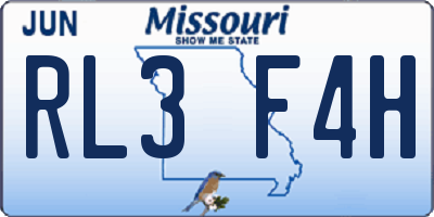 MO license plate RL3F4H