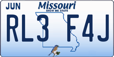 MO license plate RL3F4J