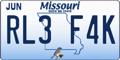 MO license plate RL3F4K