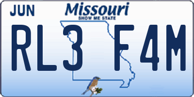 MO license plate RL3F4M