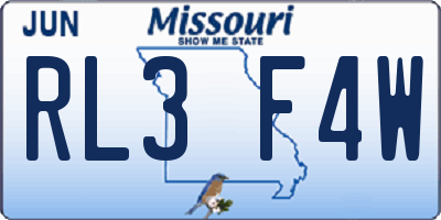 MO license plate RL3F4W