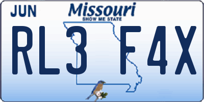 MO license plate RL3F4X