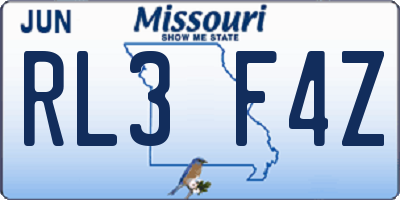 MO license plate RL3F4Z
