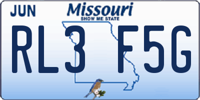 MO license plate RL3F5G