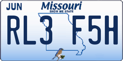 MO license plate RL3F5H