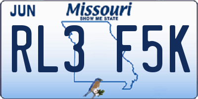 MO license plate RL3F5K