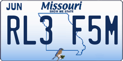 MO license plate RL3F5M