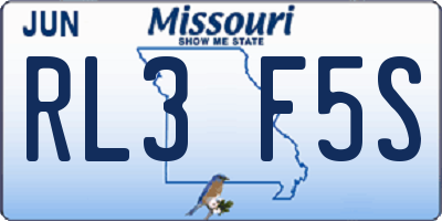 MO license plate RL3F5S