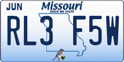 MO license plate RL3F5W