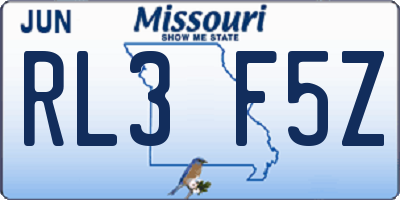MO license plate RL3F5Z
