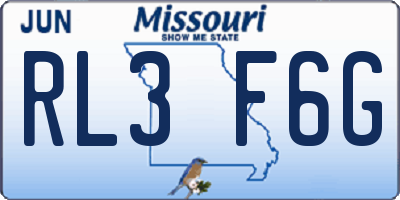 MO license plate RL3F6G