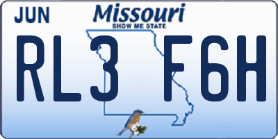 MO license plate RL3F6H