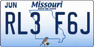 MO license plate RL3F6J