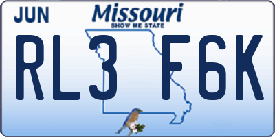MO license plate RL3F6K