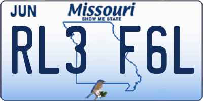MO license plate RL3F6L