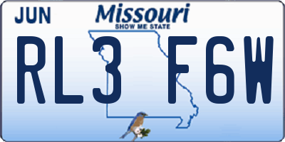 MO license plate RL3F6W