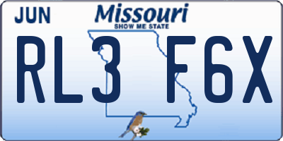 MO license plate RL3F6X