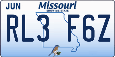 MO license plate RL3F6Z