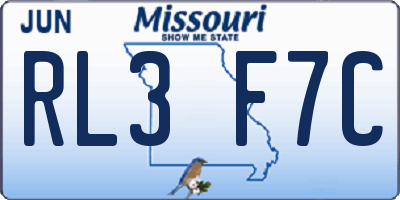 MO license plate RL3F7C