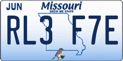 MO license plate RL3F7E