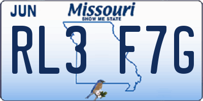 MO license plate RL3F7G