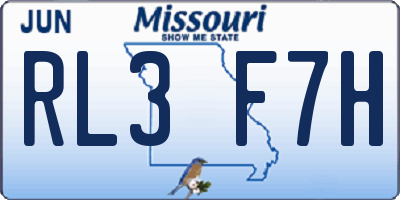 MO license plate RL3F7H