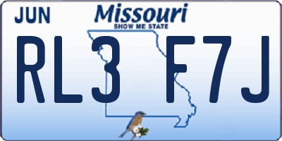 MO license plate RL3F7J