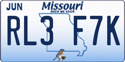 MO license plate RL3F7K