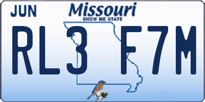 MO license plate RL3F7M