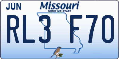 MO license plate RL3F7O
