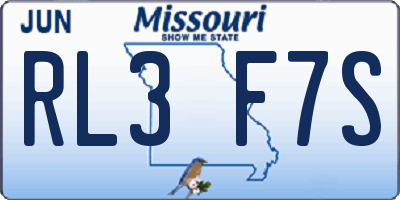 MO license plate RL3F7S