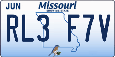 MO license plate RL3F7V