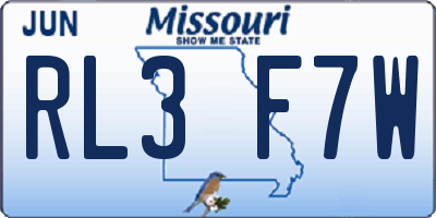 MO license plate RL3F7W