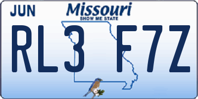 MO license plate RL3F7Z