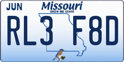 MO license plate RL3F8D