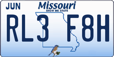 MO license plate RL3F8H