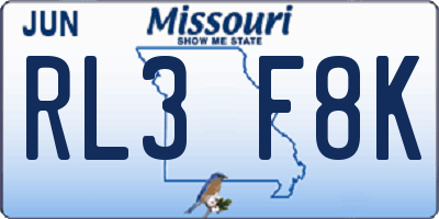 MO license plate RL3F8K
