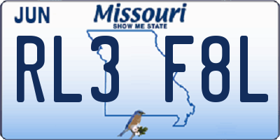 MO license plate RL3F8L