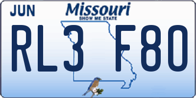 MO license plate RL3F8O
