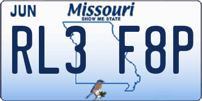 MO license plate RL3F8P