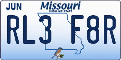 MO license plate RL3F8R