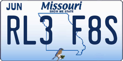 MO license plate RL3F8S